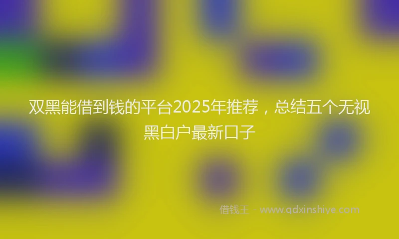 双黑能借到钱的平台2025年推荐，总结五个无视黑白户最新口子