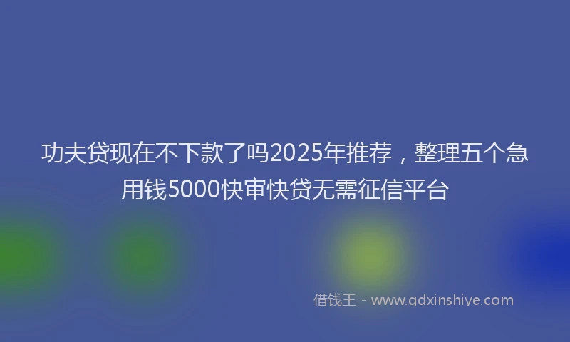 功夫贷现在不下款了吗2025年推荐，整理五个急用钱5000快审快贷无需征信平台