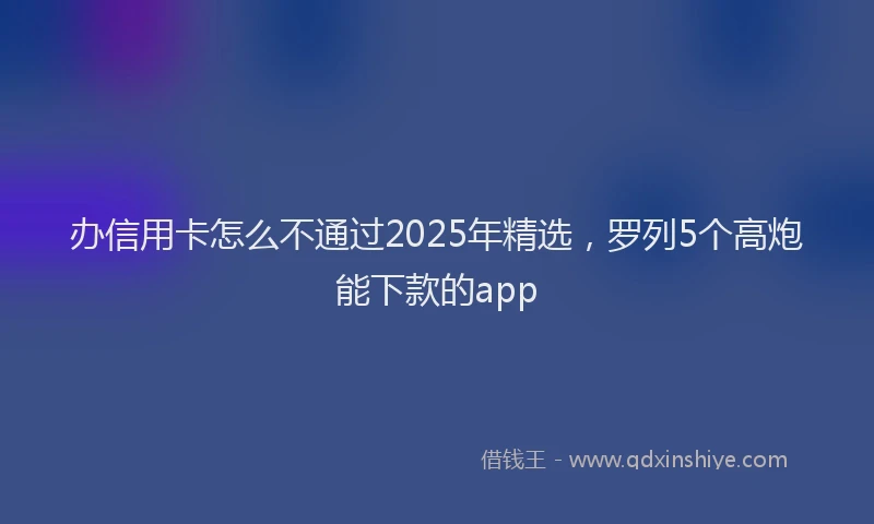 办信用卡怎么不通过2025年精选，罗列5个高炮能下款的app
