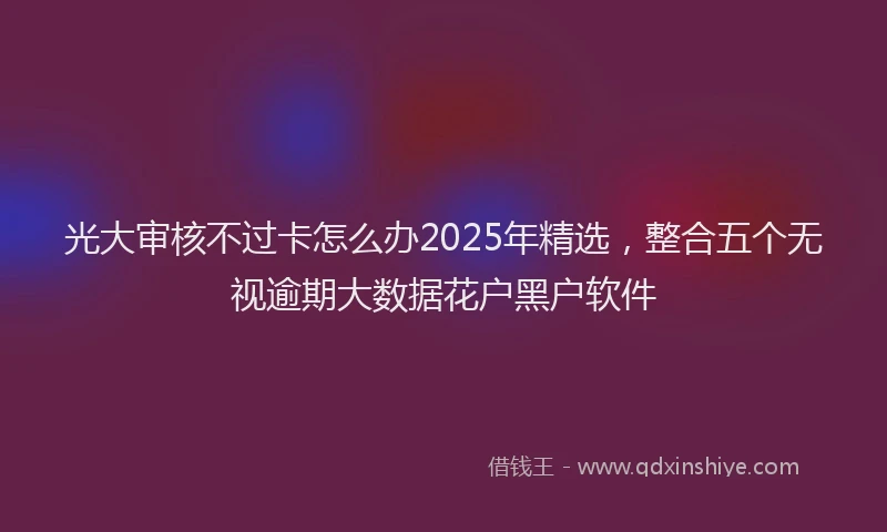 光大审核不过卡怎么办2025年精选，整合五个无视逾期大数据花户黑户软件