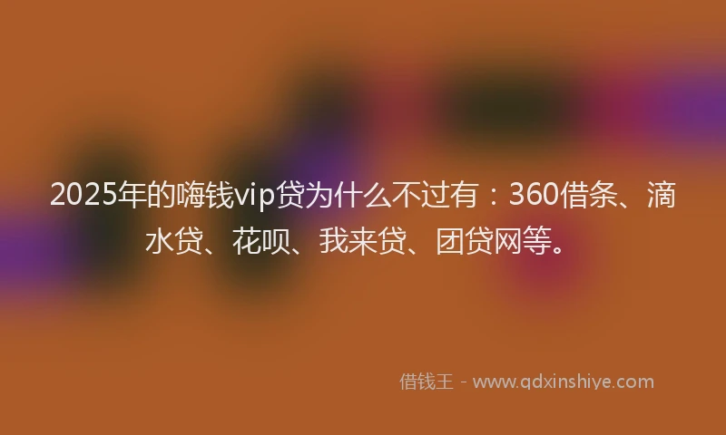 2025年的嗨钱vip贷为什么不过有：360借条、滴水贷、花呗、我来贷、团贷网等。