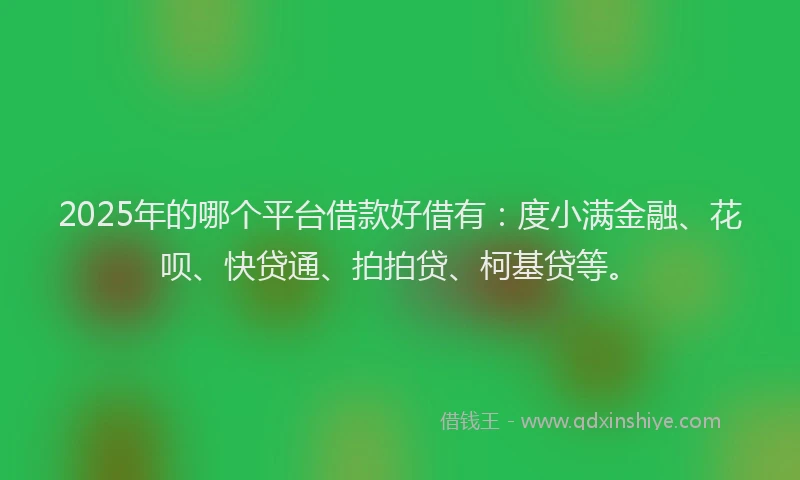 2025年的哪个平台借款好借有：度小满金融、花呗、快贷通、拍拍贷、柯基贷等。