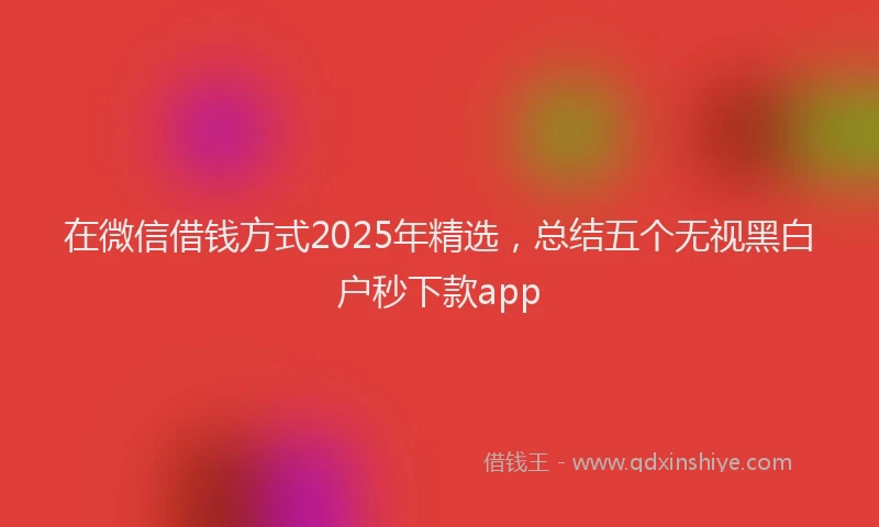 在微信借钱方式2025年精选，总结五个无视黑白户秒下款app