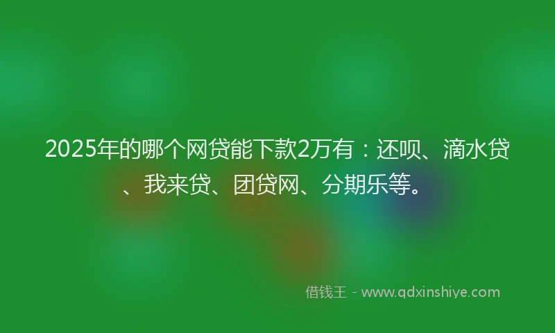 2025年的哪个网贷能下款2万有：还呗、滴水贷、我来贷、团贷网、分期乐等。