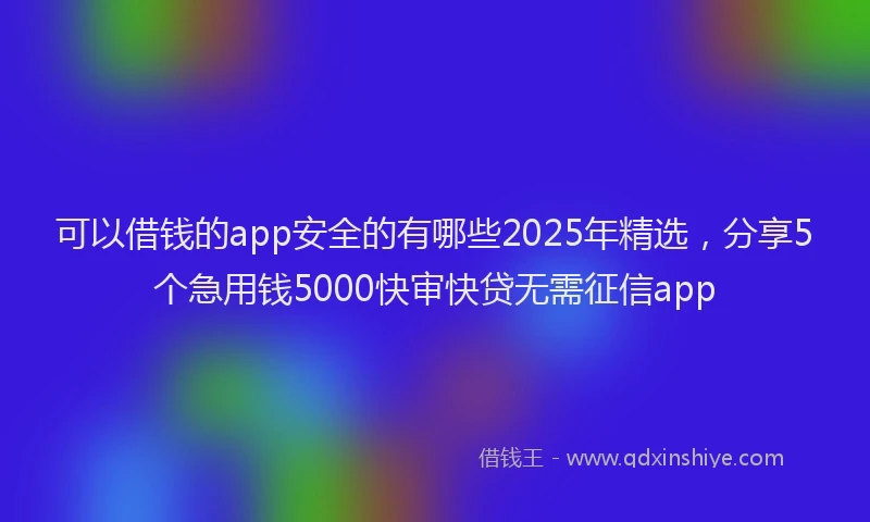 可以借钱的app安全的有哪些2025年精选，分享5个急用钱5000快审快贷无需征信app