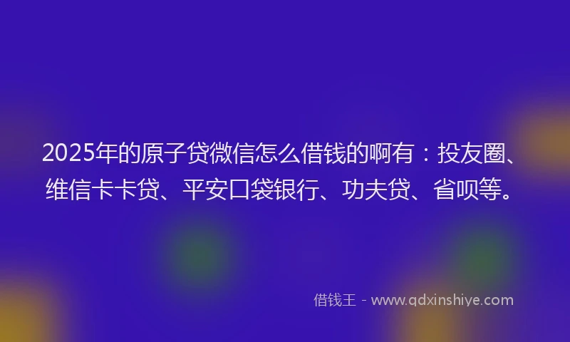 2025年的原子贷微信怎么借钱的啊有：投友圈、维信卡卡贷、平安口袋银行、功夫贷、省呗等。
