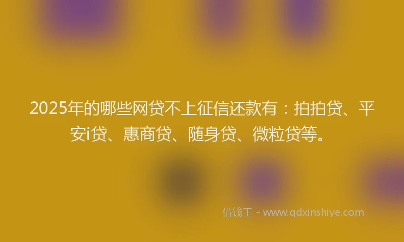 2025年的哪些网贷不上征信还款有：拍拍贷、平安i贷、惠商贷、随身贷、微粒贷等。