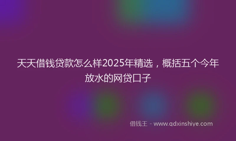 天天借钱贷款怎么样2025年精选，概括五个今年放水的网贷口子