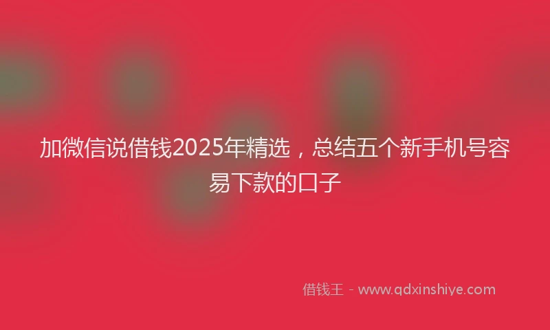 加微信说借钱2025年精选，总结五个新手机号容易下款的口子