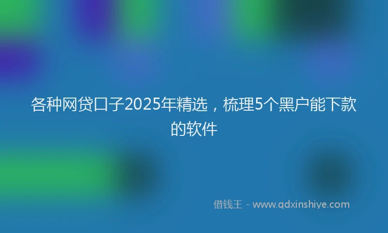 各种网贷口子2025年精选，梳理5个黑户能下款的软件