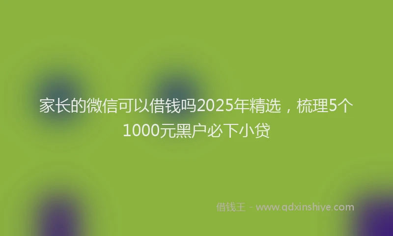 家长的微信可以借钱吗2025年精选，梳理5个1000元黑户必下小贷