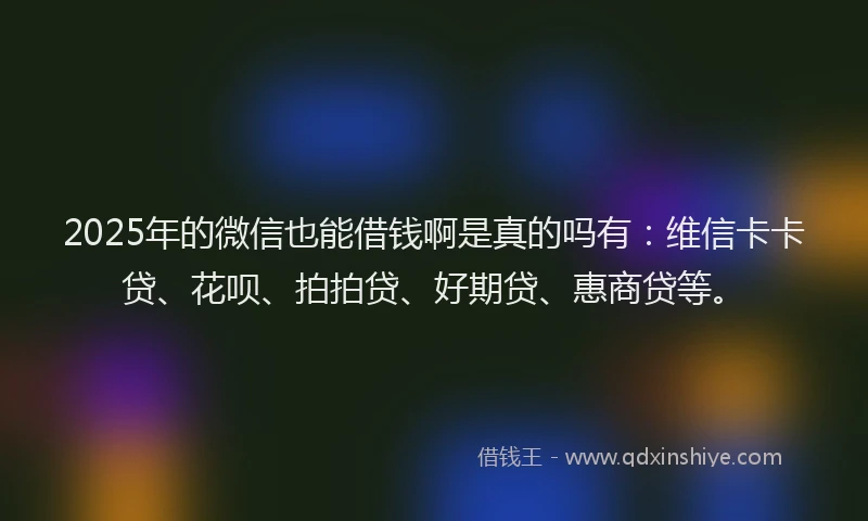 2025年的微信也能借钱啊是真的吗有：维信卡卡贷、花呗、拍拍贷、好期贷、惠商贷等。