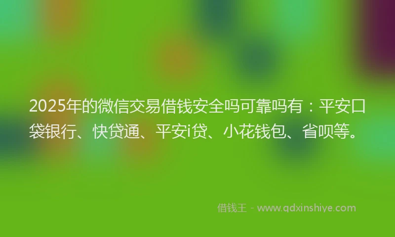 2025年的微信交易借钱安全吗可靠吗有：平安口袋银行、快贷通、平安i贷、小花钱包、省呗等。