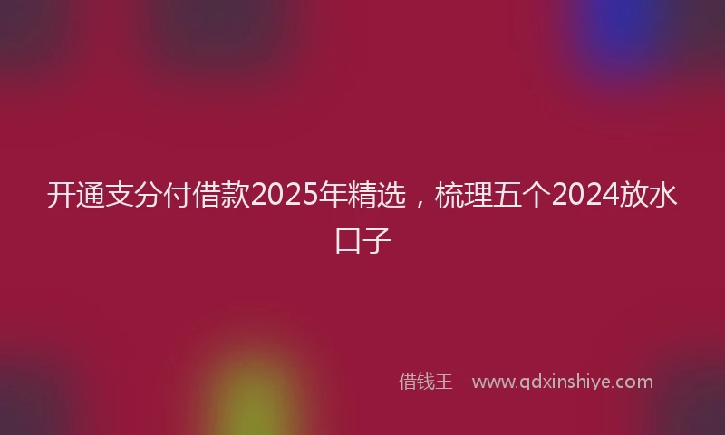 开通支分付借款2025年精选，梳理五个2024放水口子