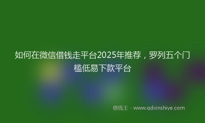 如何在微信借钱走平台2025年推荐，罗列五个门槛低易下款平台