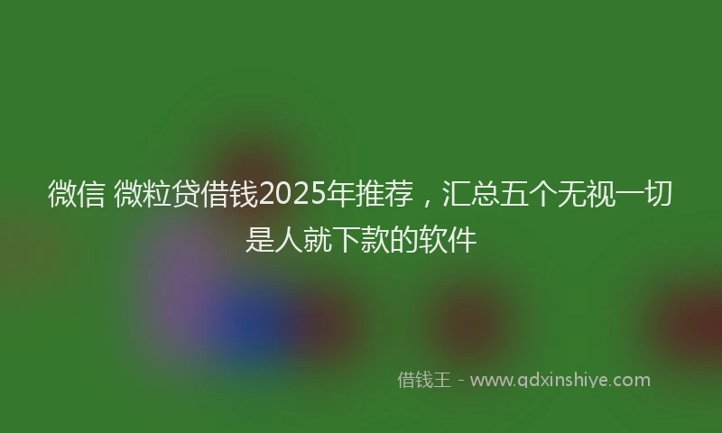 微信 微粒贷借钱2025年推荐，汇总五个无视一切是人就下款的软件