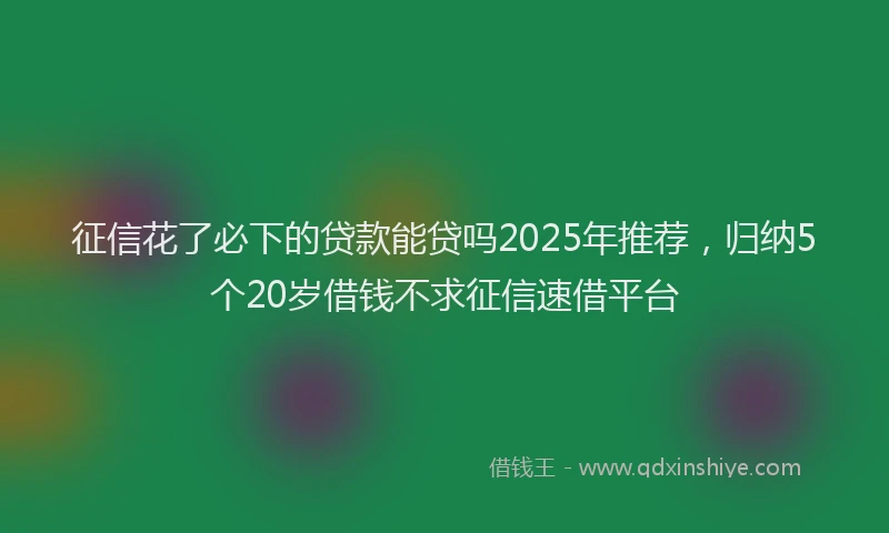 征信花了必下的贷款能贷吗2025年推荐，归纳5个20岁借钱不求征信速借平台