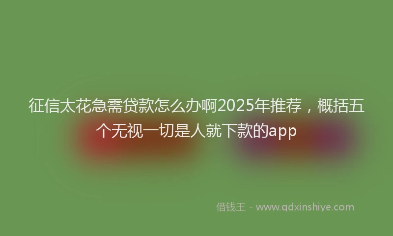 征信太花急需贷款怎么办啊2025年推荐，概括五个无视一切是人就下款的app