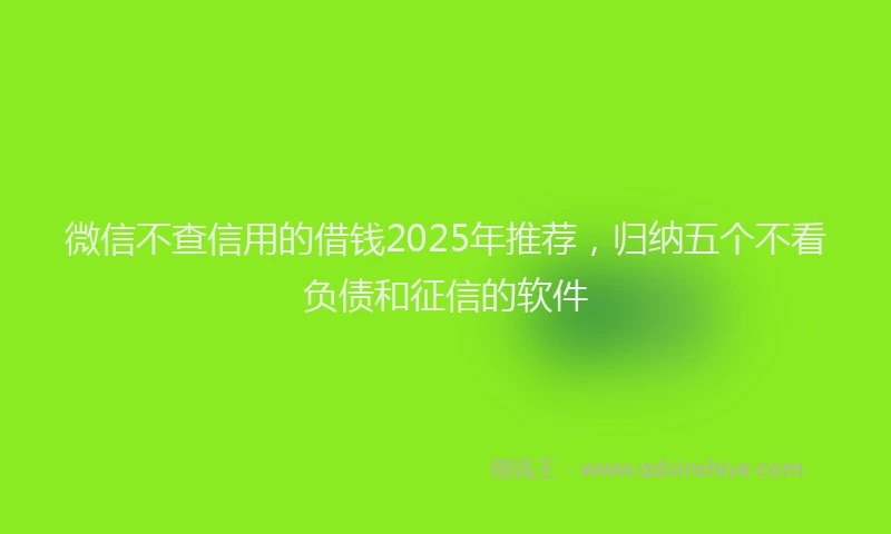 微信不查信用的借钱2025年推荐，归纳五个不看负债和征信的软件