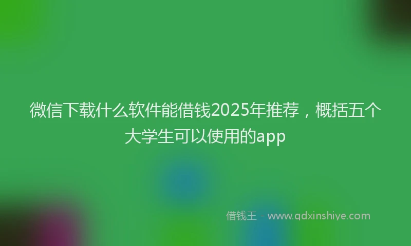 微信下载什么软件能借钱2025年推荐，概括五个大学生可以使用的app