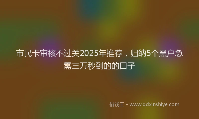 市民卡审核不过关2025年推荐，归纳5个黑户急需三万秒到的的口子