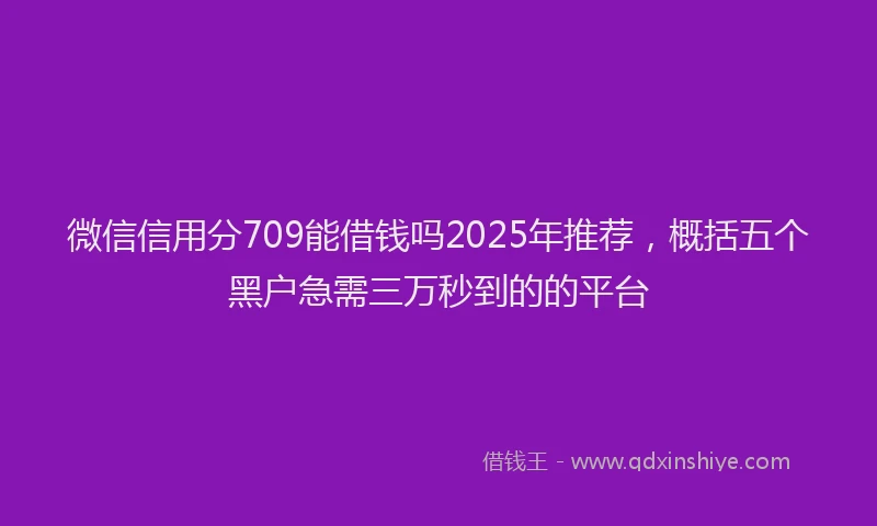 微信信用分709能借钱吗2025年推荐，概括五个黑户急需三万秒到的的平台