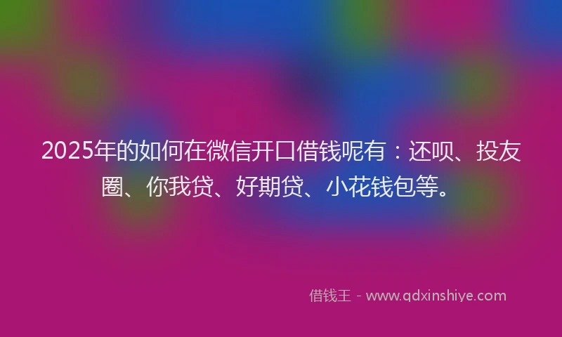 2025年的如何在微信开口借钱呢有：还呗、投友圈、你我贷、好期贷、小花钱包等。