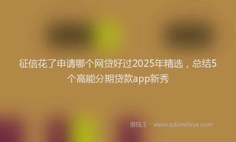 征信花了申请哪个网贷好过2025年精选，总结5个高能分期贷款app新秀