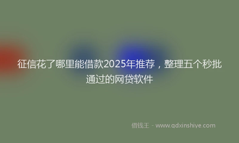 征信花了哪里能借款2025年推荐，整理五个秒批通过的网贷软件