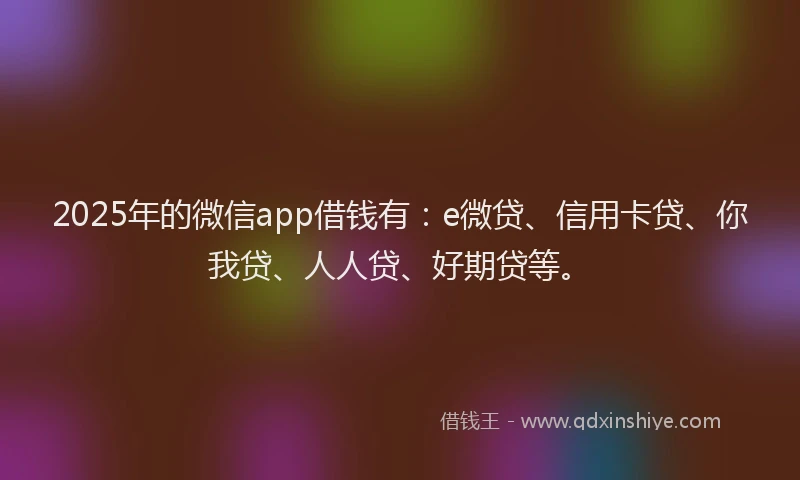 2025年的微信app借钱有：e微贷、信用卡贷、你我贷、人人贷、好期贷等。