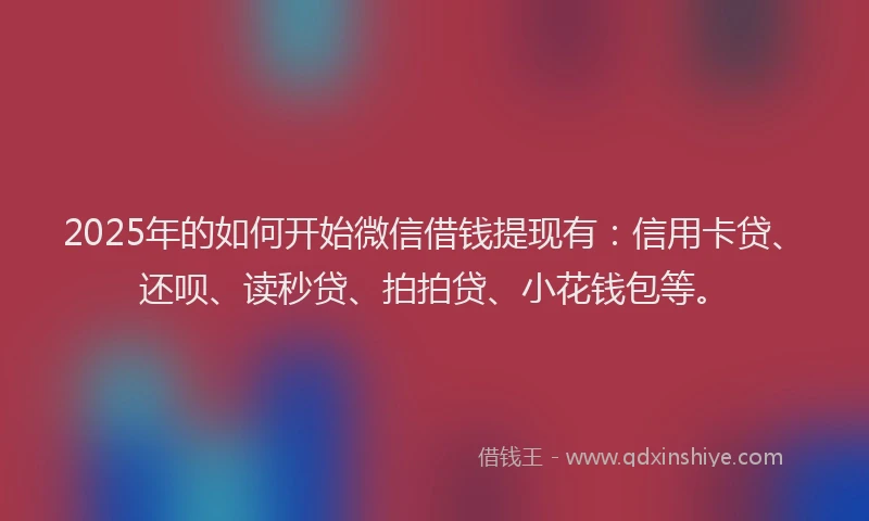 2025年的如何开始微信借钱提现有：信用卡贷、还呗、读秒贷、拍拍贷、小花钱包等。