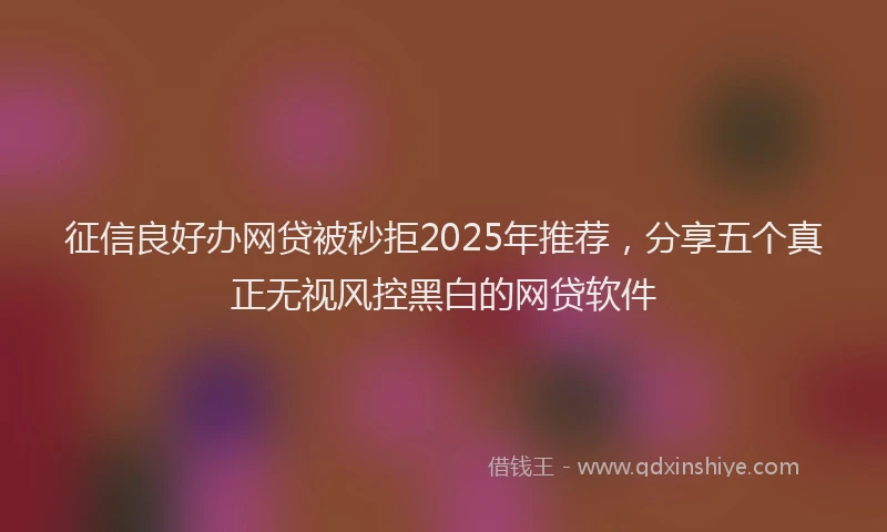 征信良好办网贷被秒拒2025年推荐，分享五个真正无视风控黑白的网贷软件