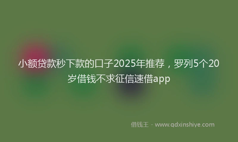 小额贷款秒下款的口子2025年推荐，罗列5个20岁借钱不求征信速借app