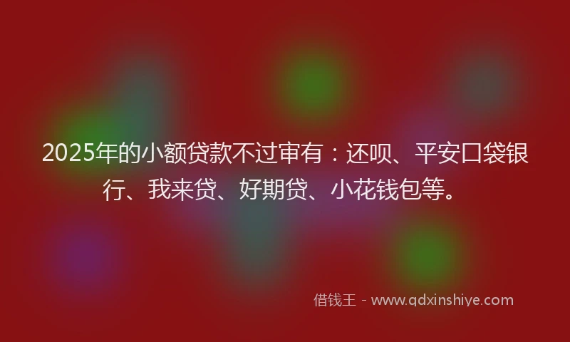 2025年的小额贷款不过审有：还呗、平安口袋银行、我来贷、好期贷、小花钱包等。