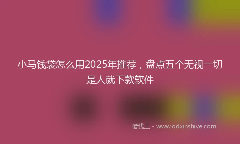 小马钱袋怎么用2025年推荐，盘点五个无视一切是人就下款软件