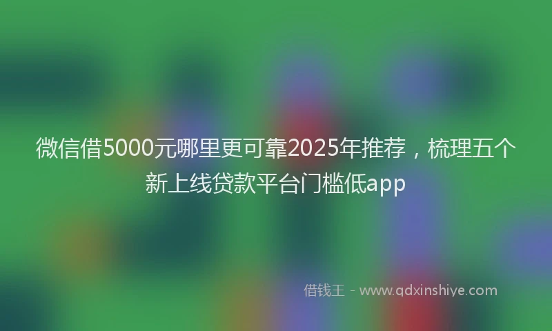 微信借5000元哪里更可靠2025年推荐，梳理五个新上线贷款平台门槛低app