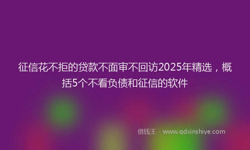 征信花不拒的贷款不面审不回访2025年精选，概括5个不看负债和征信的软件