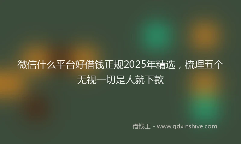 微信什么平台好借钱正规2025年精选，梳理五个无视一切是人就下款