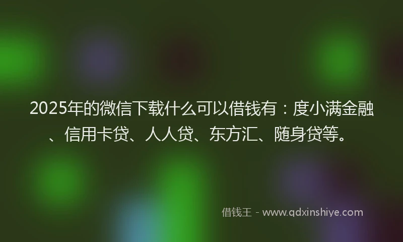 2025年的微信下载什么可以借钱有：度小满金融、信用卡贷、人人贷、东方汇、随身贷等。