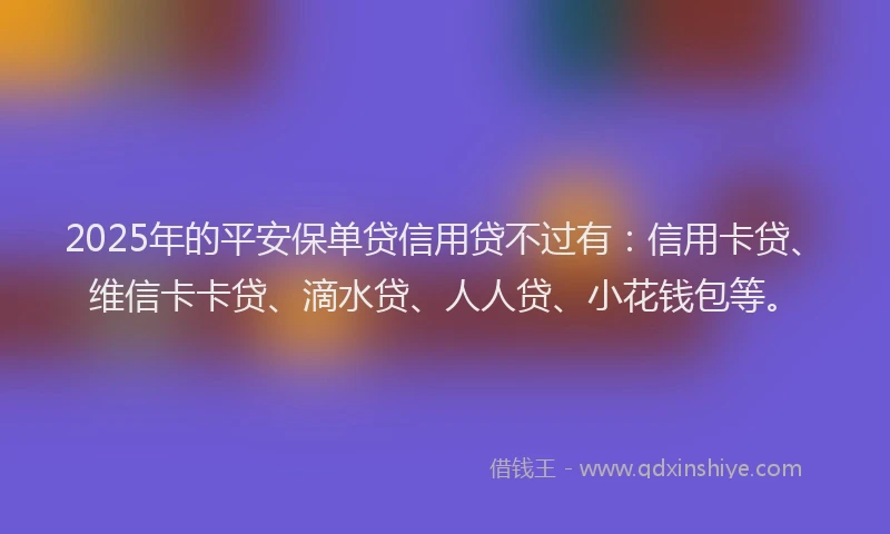 2025年的平安保单贷信用贷不过有：信用卡贷、维信卡卡贷、滴水贷、人人贷、小花钱包等。