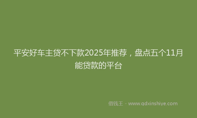 平安好车主贷不下款2025年推荐，盘点五个11月能贷款的平台
