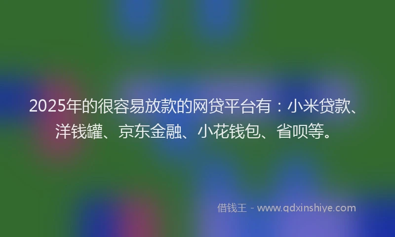 2025年的很容易放款的网贷平台有：小米贷款、洋钱罐、京东金融、小花钱包、省呗等。