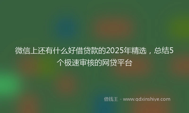 微信上还有什么好借贷款的2025年精选，总结5个极速审核的网贷平台