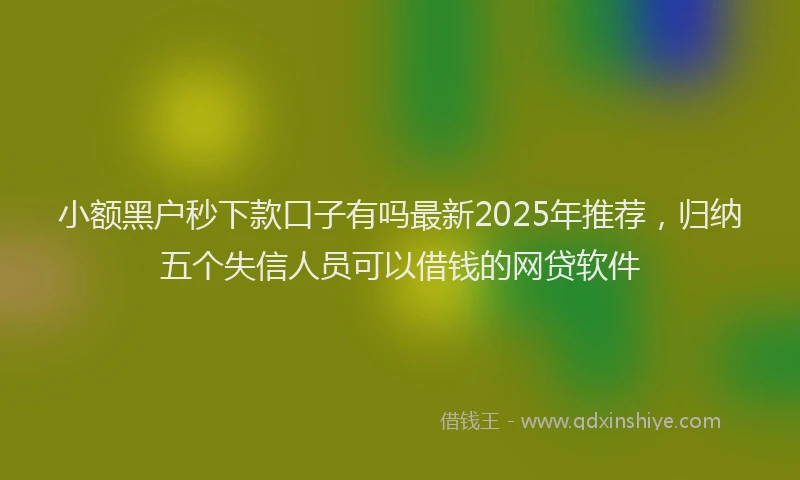 小额黑户秒下款口子有吗最新2025年推荐，归纳五个失信人员可以借钱的网贷软件