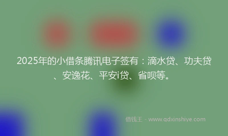2025年的小借条腾讯电子签有：滴水贷、功夫贷、安逸花、平安i贷、省呗等。