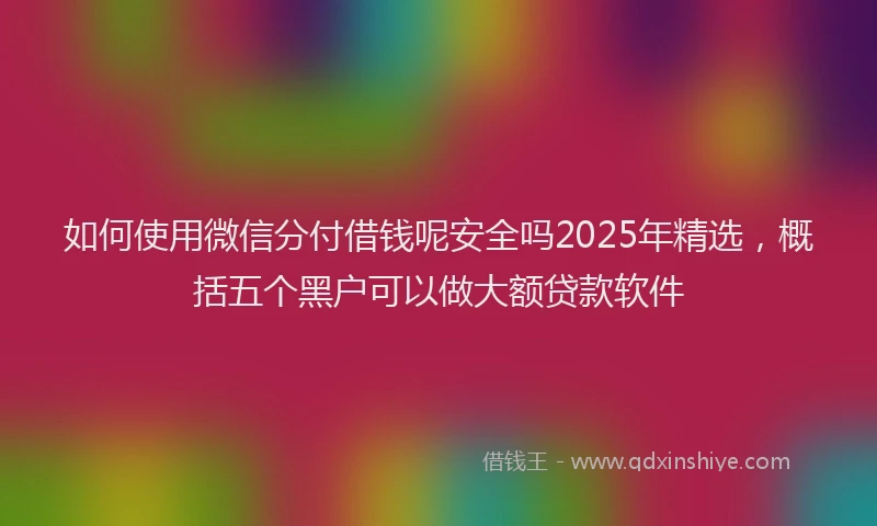 如何使用微信分付借钱呢安全吗2025年精选，概括五个黑户可以做大额贷款软件