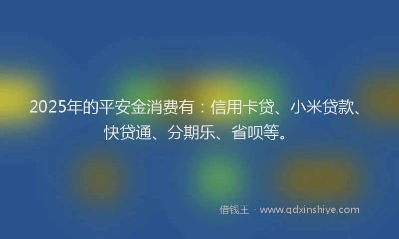 2025年的平安金消费有：信用卡贷、小米贷款、快贷通、分期乐、省呗等。