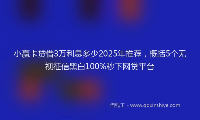 小赢卡贷借3万利息多少2025年推荐，概括5个无视征信黑白100%秒下网贷平台