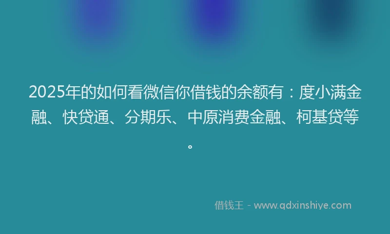 2025年的如何看微信你借钱的余额有：度小满金融、快贷通、分期乐、中原消费金融、柯基贷等。