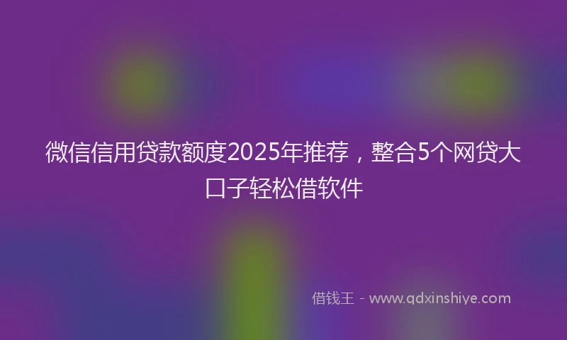 微信信用贷款额度2025年推荐，整合5个网贷大口子轻松借软件